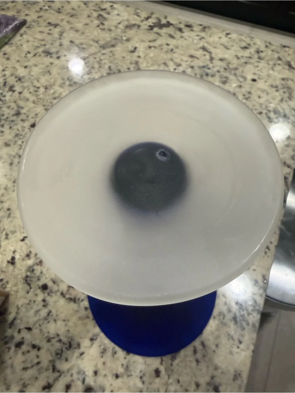 Vintage MCM 15” Hand Blown Cobalt Blue Trumpet Vase Frosted Satin Glass Base